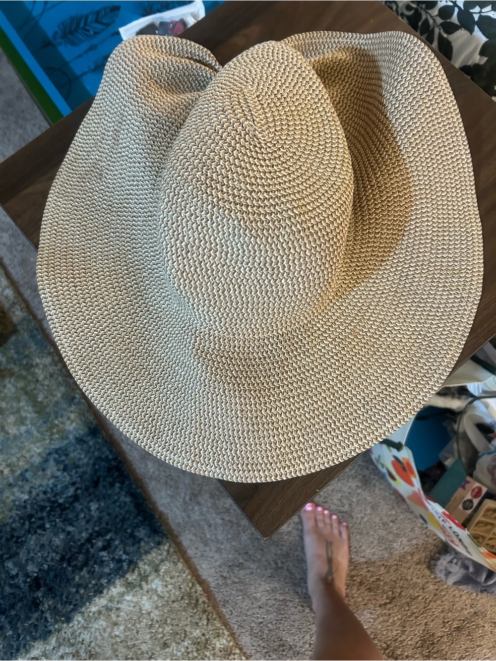 Straw Wide-Brim Sun Hat - Beige